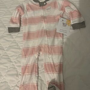 Burt's Bees Baby Cozy Pink and Gray Footie One Piece